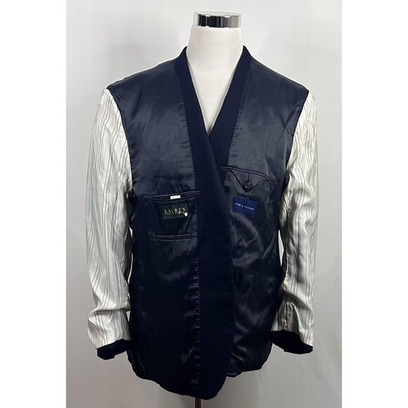 LRL Ralph Lauren 48R Sport Coat 100% Wool Flannel Navy Blue Two Button Vented - Picture 7 of 8